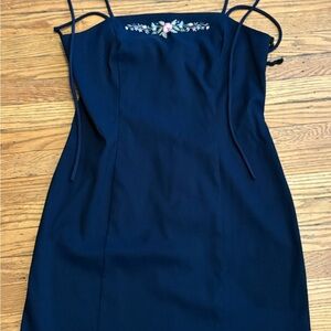 City Studio Blue Sheath Mini Dress Spaghetti Strap